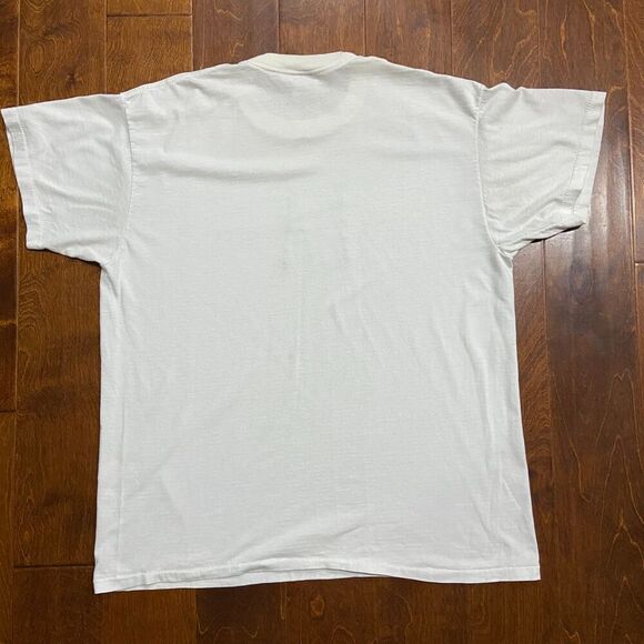 Oneita Vintage 90s Single Stitch Hollywood LA White Travel T-Shirt Mens XL - Picture 5 of 8